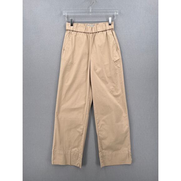 EVERLANE The Easy Pant Womens 2 Warm Khaki Tan Straight Leg Pull on Chino - Picture 3 of 14